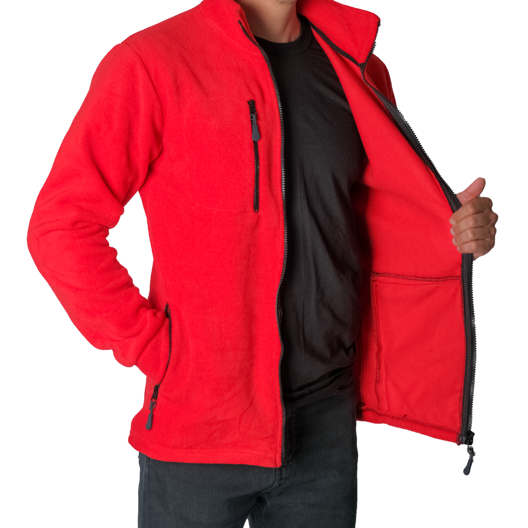 Baskılı Basic Polar Mont 3 Cepli Kırmızı Baskılı Basic Polar Mont 3 Cepli Kırmızı