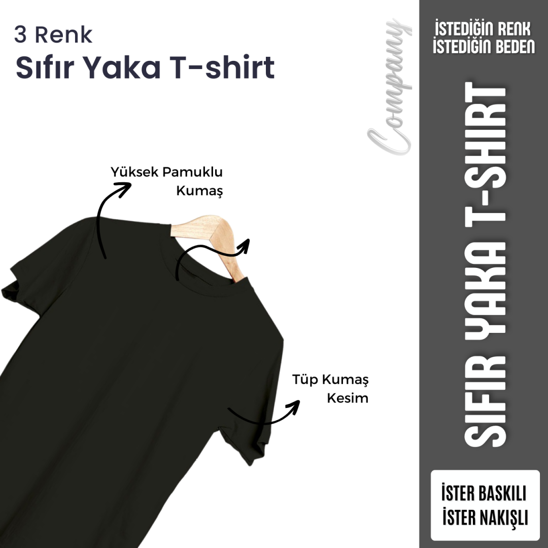 Baskılı Polo Yaka Uzun Kol T-shirt Siyah - Basic