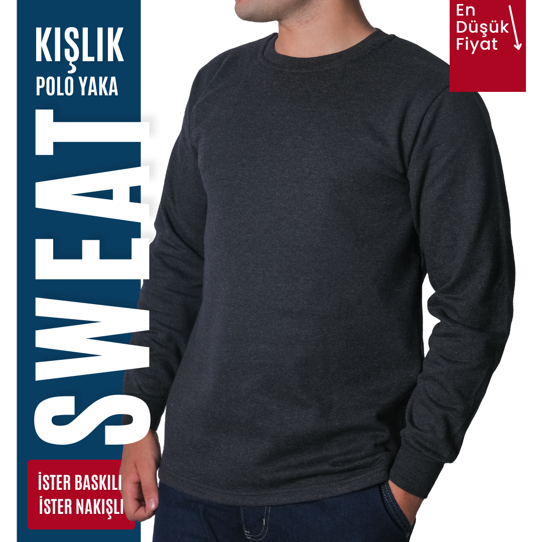 Baskılı Sıfır Yaka Sweat Füme Baskılı Sıfır Yaka Sweat Füme