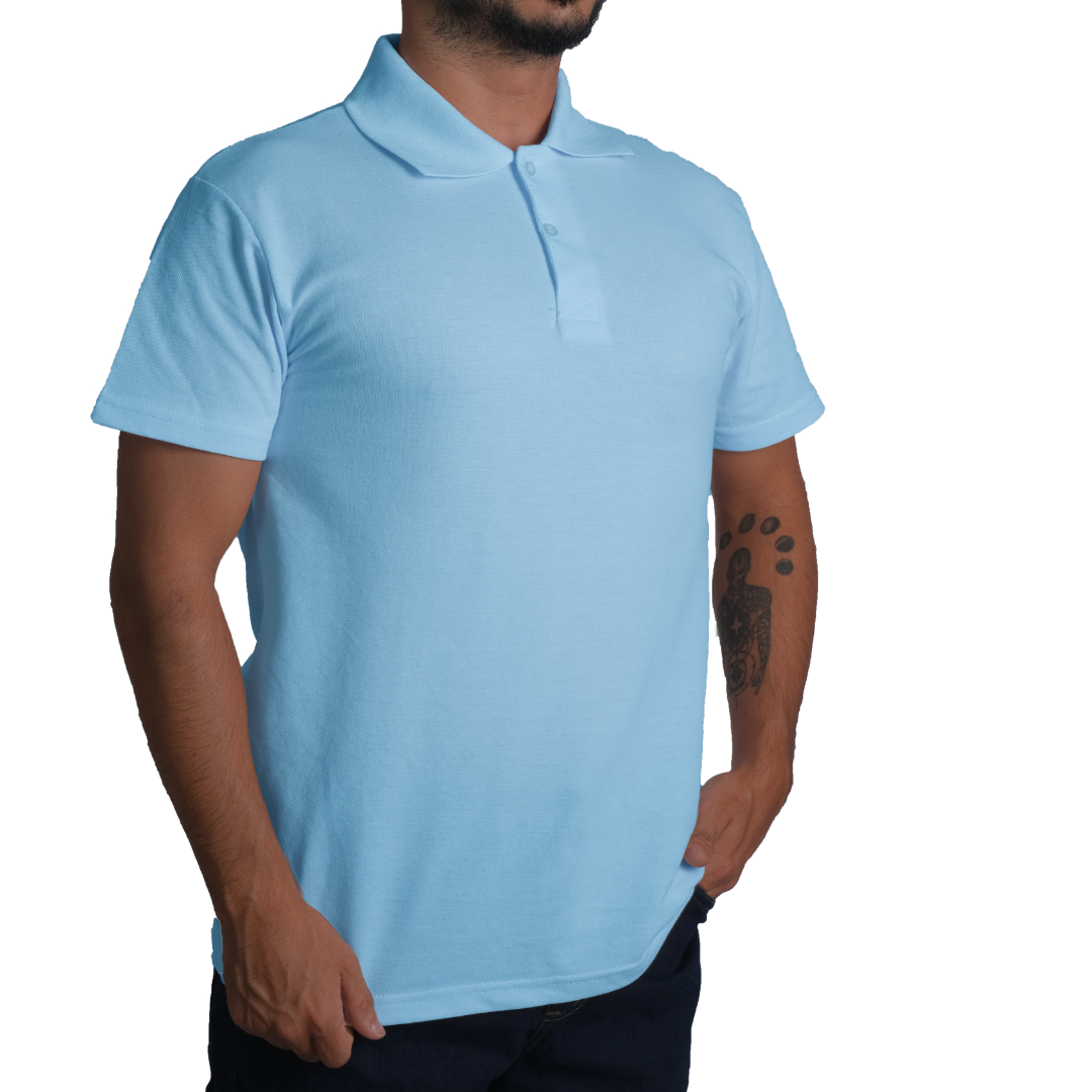 Baskılı Polo Yaka Tişört Basic Bebe Mavisi Baskılı Polo Yaka Tişört Basic Bebe Mavisi