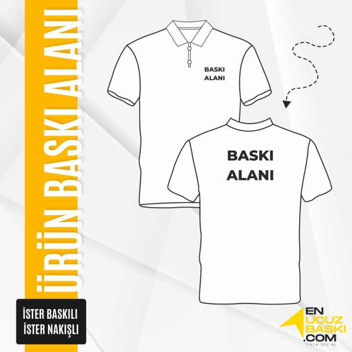Baskılı Polo Yaka Tişört Basic Siyah